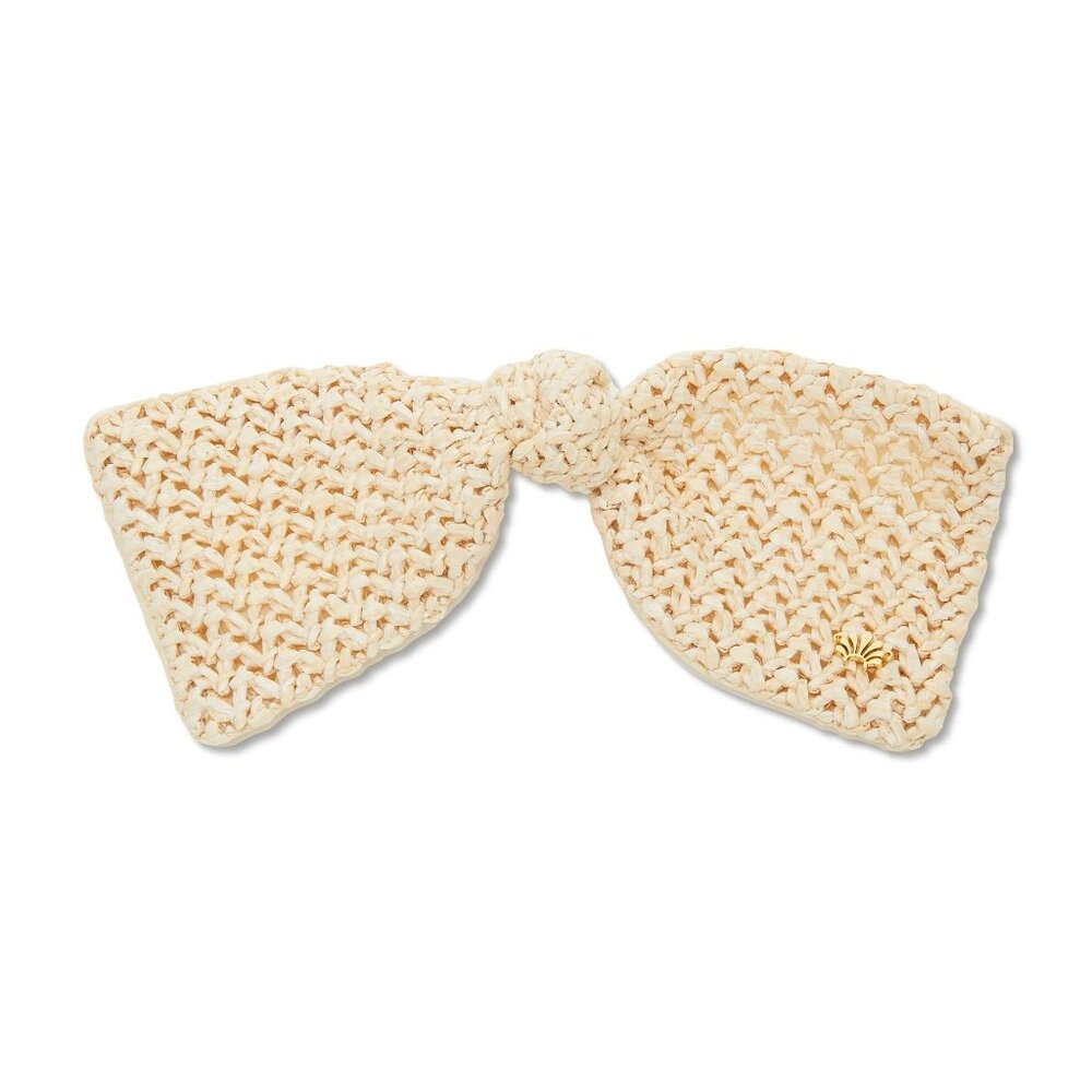 NWT Lele Sadoughi Raffia Bow Hair Clip - Neutral Beige